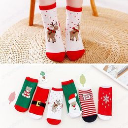 Kids Christmas Socks Santa Claus Snowflake Elk Cartoon Stockings Winter Warm Towel Terry Mid Level Sock for Children Toddlers Baby