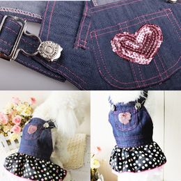 Spring And Summer Pet Clothes Skirts Heart Dog Apparel Love Denim Skirt Clothing Cute 13 5yp Y2