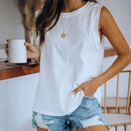 Womens Vest Tshirts Top White Tie Dye Sleeveless Female T-shirt Tops O-Neck Loose Casual Summer Fashion Streetwear Lady 210518