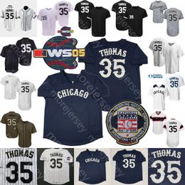 Frank Thomas Jersey 2005 Ws Hall of Fame Patch 1990 Turn Back Pinstripe Cooperstown Salute to Service White Pullover Turn Back Mesh Bp