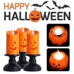 Halloween Candle Light LED Candlestick Lamp Pumpkin Electronic Candle Light Spider Lamp Happy Halloween Party Ornaments Props H1222