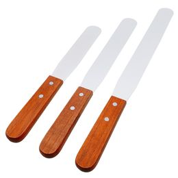 Cake Cream Spatula Wooden Handle Stainless Steel Butter Knife Flat Fruit Knives Baking Tools Restaurant Kitchen Supplies BH5013 WLY