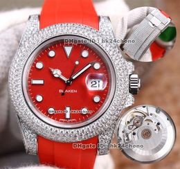 12 Styles Luxury Watches DR 40MM Blaken 904L Steel Diamond ETA2836 Automatic Mens Watch Sapphire Crystal Red Dial Rubber Strap Diamonds Buckle Gents Wristwatches