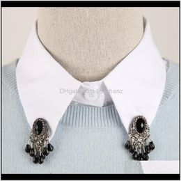 Blouses Shirts Womens Clothing Apparel Drop Delivery 2021 Rhinestone Decor Button Down Shirt False Collar Detachable Fake Necklace Women Rh Q