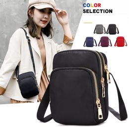 3pcs Messenger Bags Women Nylon Waterproof Light Double Zipper Mobile Phone Shoulder Bag Mix Color