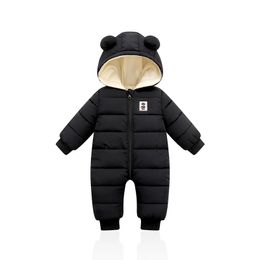 Autumn and Winter Children Jumpsuits Velvet Padded Down Cotton Jumpsuit for Boys and Girls Hooded Climbing Clothes