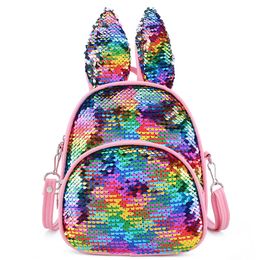 Rabbit Ears Creative Kids Backpack Girls Shoulder Bag Shiny Sequins Children Mini Backpack