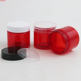 50 X 60g Refillable Travel Red PET Cream Bottle Jars 2oz Cosmetic Packaging with Plastic lids White Black Clear Caphigh qualtity