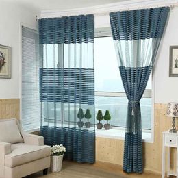 Curtain & Drapes Simple Striped Sheer Window Screening Transparent Tulle Curtains Living Room Bedroom Balcony Home Decoration