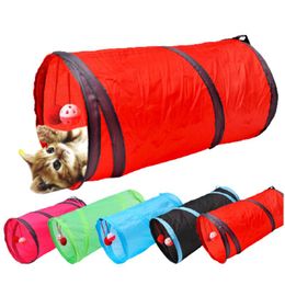 Cat Toys SKTN Tunnel Toy Funny Pet 2 Hole Play Tube Ball Collapsible Wrinkle Kitten Puppy