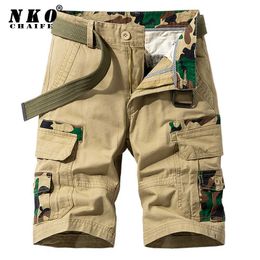 CHAIFENKO Mens Summer Cotton Cargo Shorts Army Tactical Pants Loose Work Casual Multi-pocket Military Men 210714