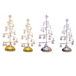 -Weihnachtsdekorationen Baum Kristall Lampe LED Light Home Party Hochzeit Festival Tabletop Dekor Tisch Warm White Night Ligh