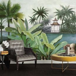 Wallpapers Southeast Asia Scenery Ins Tropical Rain Forest Wallpaper Nordic Style Living Room TV Background Wall Mural Papel DE Parede