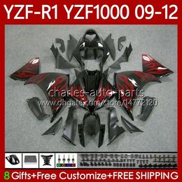 OEM Body For YAMAHA YZF-R1 YZF1000 YZF R 1 1000 CC 2009-2012 Bodywork 92No.11 YZF R1 1000CC YZFR1 09 10 11 12 YZF-1000 2009 2010 2011 2012 MOTO Fairings Kit Red flames