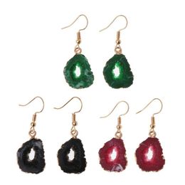 Dangle & Chandelier Resin Druzy Stone Drop Earrings Women Irregular Quartz Geode Crystal Jewelry Wholesales