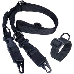 Two Point Rifle Sling Length Adjustable Premium QD Tactical Strap 2-Point Shotgun Slings with Metal Hook Quick Detach D Ring Loop for Outdoor Hunting Black