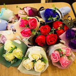 Soap Rose Bouquet Artificial Soaps Flower Valentines Day Romantic Flowers Gift Birthday Party Wedding Decoration Supplies BH5622 TYJ