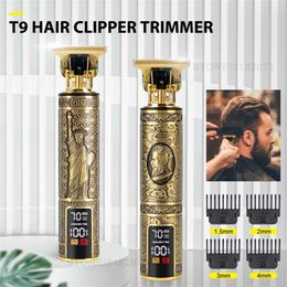 LCD Hair Trimmer T-Outliner Rechargeable Clipper Cutting Machine Barber Shop Wireless Electric Razor Men Shaver 220106