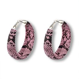 Big Pu Snake Skin Pattern Hoop Earrings for Womens Fake Leather Circle Statement Earings Women Jewellery