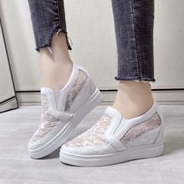 white shoes Comfortable Women Loafers Shoes Lace Slip On Walking Shoes White Sneakers Casual Ballet Flats Platform