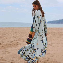 Bikini Cover-ups Cotton Tunic Women Plus Size Beach Wear Swim Suit Cover Up Long Kimono Cardigan Robe de plage Q1224 210420