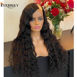 Mongolian Deep Wave 1x4 U Part 100% Human Hair Wigs Middle Parts Machine Made Opening UPart Wigs Glueless Remy Hairs Unprocessed 30inches