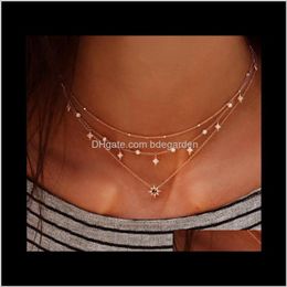Chains Necklaces & Pendants Jewellery Boho Women Layered Gold Sier Chain Star Choker Necklace Collana Mujer Gargantilha Femme Gift Drop Delive
