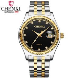 New Chenxi Fashion Mens Watches Full Steel Quartz Wrist Watch Men Top Luxury Brand Waterproof Watch Calendar Business Male Clock Q0524