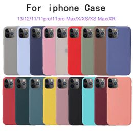 Liquid Silicone Cover For iPhone 13 Phone Cases 12 Pro Max iphone12 mini 7 8 Plus Colourful Candy Coque Capa Shockproof Protective Soft Case