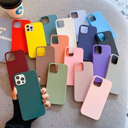 Ultra Slim Frosted Matte Solid Candy Colour Soft TPU Silicone Rubber Cases For iPhone 13 12 11 Pro XR XS Max X 8 7 Plus SE2