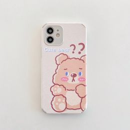 Cute bear pattern silk print soft phone cases for iPhone 12 11 pro promax X XS Max 7 8 Plus