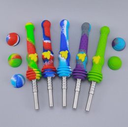 Bee Silicon Silicone NC Kit Smoking Pipe With GR2 Titanium Nail Tip Concentrate Cap Dab Rig Straw Wax Oil Burner Set Kits