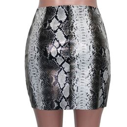 Skirts High Waist Sexy Party Club Skirt Women Snake Print Zipper Slim Quality Short Leatherwear Large Size Summer 2021221