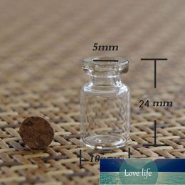 mini glass test tubes cork UK - Capacity 0.8ml (10*24*5mm) 100pcs lot test tube bottle ,transparent cute glass vials , empty mini vial with wood cork