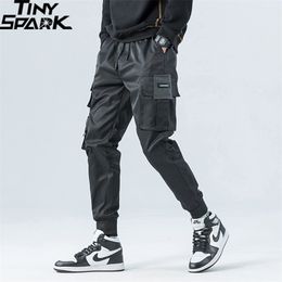 Hip Hop Cargo Pants Streetwear Men Harajuku Joggers Pants HipHop Swag Ribbion Harem Pants Pockets Summer Autumn Trousers 211201