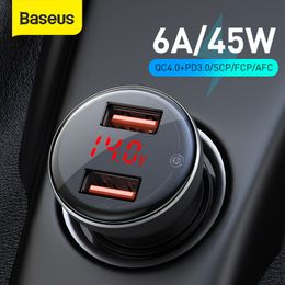 Cell Phone Chargers45W Quick Charge 4.0 USB Car Charger for Samsung Xiaomi 10 QC 4.0 3.0 PD 3.0 Fast Car Charging for Phone