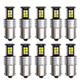 10PCS S25 1156 BA15S P21W LED Light 1157 BAY15D 3030 24SMD Canbus Error Free Turn Signal Light Parking Lights Bulb WHITE 12V