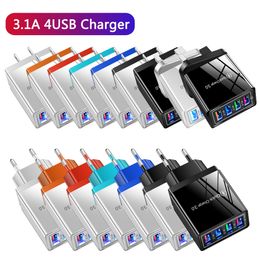 USB Charger 4Ports 18W Quick Charger Fast Charging For iphone 13 12 Xiaomi Samsung S10 Huawei Portable EU/US Plug Wall Chargers