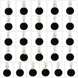 Keychains Fashion Letter Keychain Trendy Creative Black Fluff 26 English Initial Diamond Handbag Keyring Accessories For Women219E