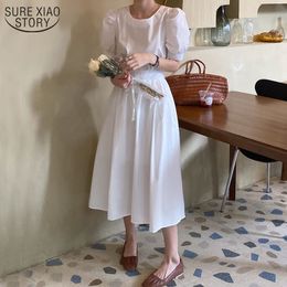 Simple Casual Loose Women Summer Dress Short Sleeve Female A-Line Solid Color Sexy es Fashion Robe Femme 14040 210508