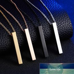 Rinhoo Four Sides Engraving Personalised Square Bar Custom Name Necklace Stainless Steel Pendant Necklace For Women Men Gift Factory price expert design Quality