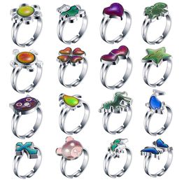 Open End Adjustable Finger Rings for Girls Men Women Fashion Epoxy Resin Temperature Sensing Mood Colour Changing Solitaire Ring Mixed Wholesale