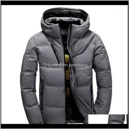 Parkas Outerwear Coats Clothing Apparel Drop Delivery 2021 Autumn And Winter Jacket Mens Thick Handsome Sliod Colour Loose White Duck Down Hoo