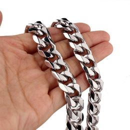 Necklace Mens Neck Chain Stainless Steel Hip Hop Long Necklace Cuban Link Chains Necklaces Jewellery on the Neck Gifts for Male Q0809