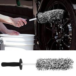 Car Brush Top Microfiber Premium Wheels Brush Non-Slip Handle Easy To Cleaning Rims Spokes Wheel Barrel & Brake Calliper