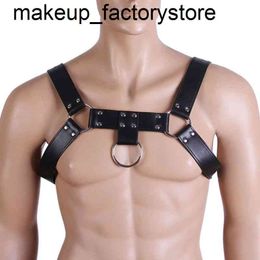 Massage Men Body Chest Harness Lingerie Adjustable Leather Armor Belt Gay Dance Interest Buckles Clubwear Costume Black