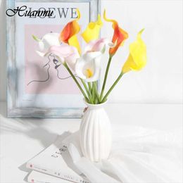 Decorative Flowers & Wreaths 1Pc 35cm PU Calla Lily Simulation Flower Fake Wedding Hand Bouquet Cross-Border Home Decoration Birthday Party