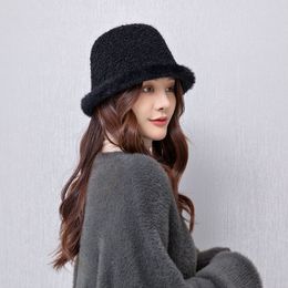 creative new style Stingy Brim Hats Decoration Explosion Fashion Women Winter Hat Keep Warm Faux Fur Headgear Snow Hat Cap