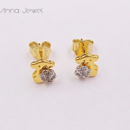 ear rings set UK - Bear jewelry 925 sterling silver girls To us Gold Flora aesthetic earrings for women Charms 1pc set wedding party birthday gift Ear-ring Luxury Accessories 217693000