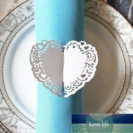 50pcs Heart Style Paper Napkin Ring Wedding Table Decoration Creative Peach Heart Napkin Ring Laser Hollow Napkin Button(White) Factory price expert design Quality